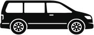 Black silhouette of a minivan.
