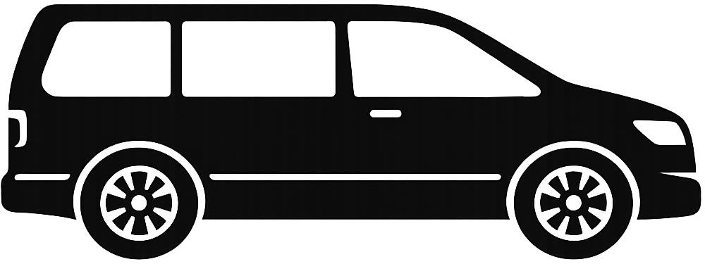 Black silhouette of a minivan.