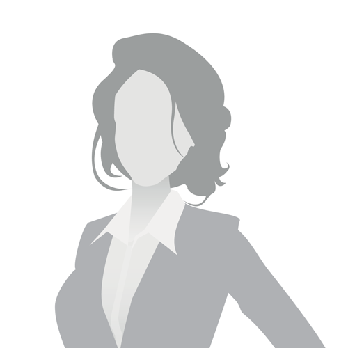 A silhouette of a woman in a suit without a face.