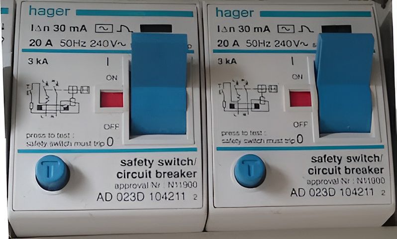 Two Safety Switch Circuit Breakers Made by Hager — Coastal Test & Tag in Yamba, NSW