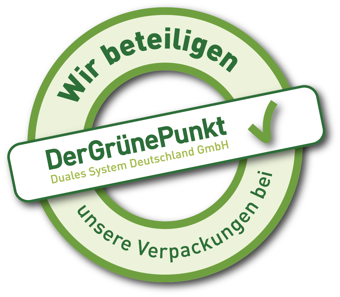 A green and white logo that says wir beteiligen der grünepunkt