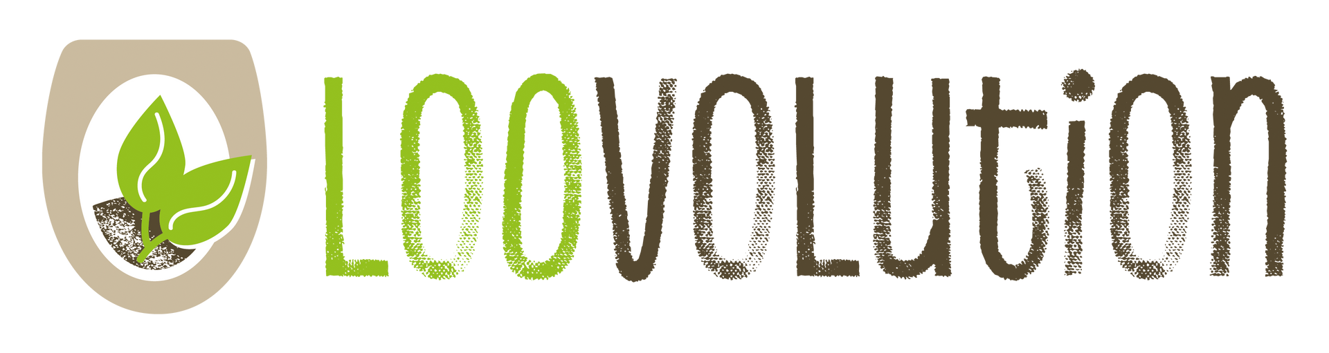 Ein Logo für Loovolution mit einem grünen Blatt in der Mitte.