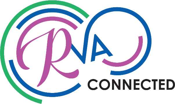 RNA Connected logo with multicolor circular design and blue and magenta lettering