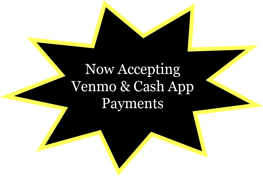 Black starburst graphic with yellow border stating Black starburst graphic with yellow border stating