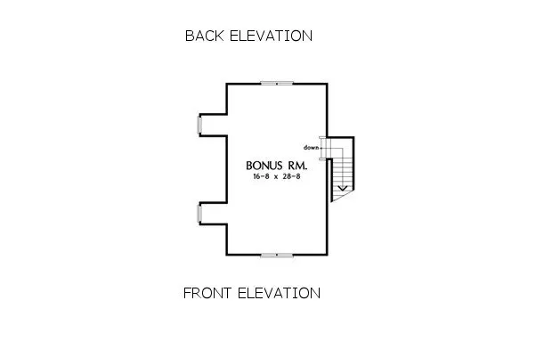 Floor plan of a bonus room, labeled