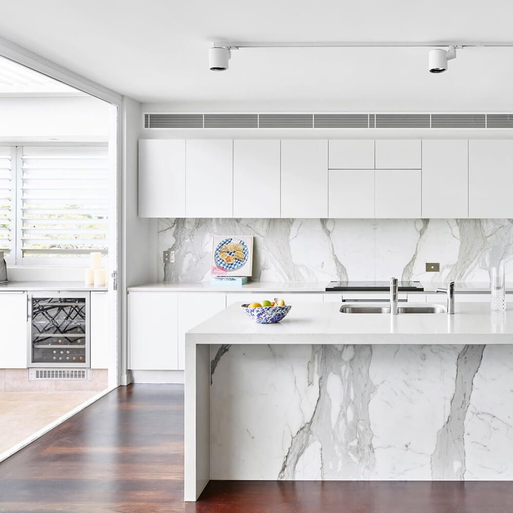 White Marble Modular Kitchen