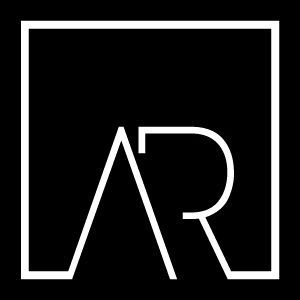 The letter r is in a white square on a black background.