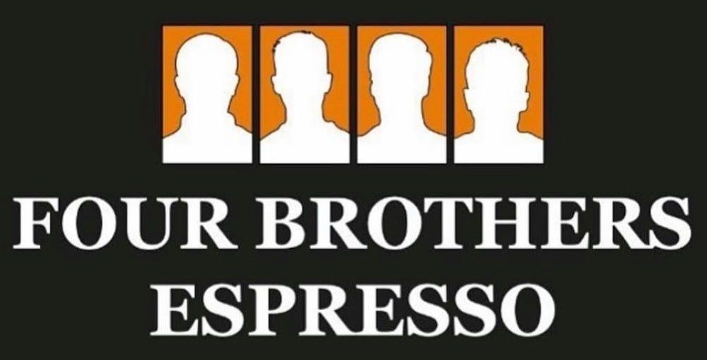 A logo for four brothers espresso with a black background