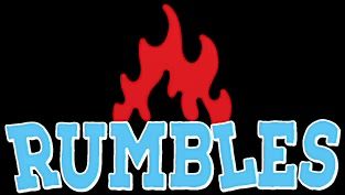 A black background with the word rumble in blue letters