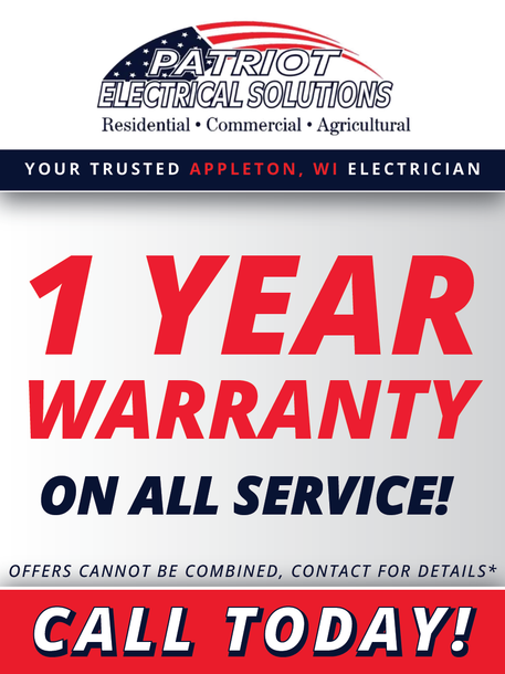 Patriot electrical solutions offers a 1 year warranty on all service