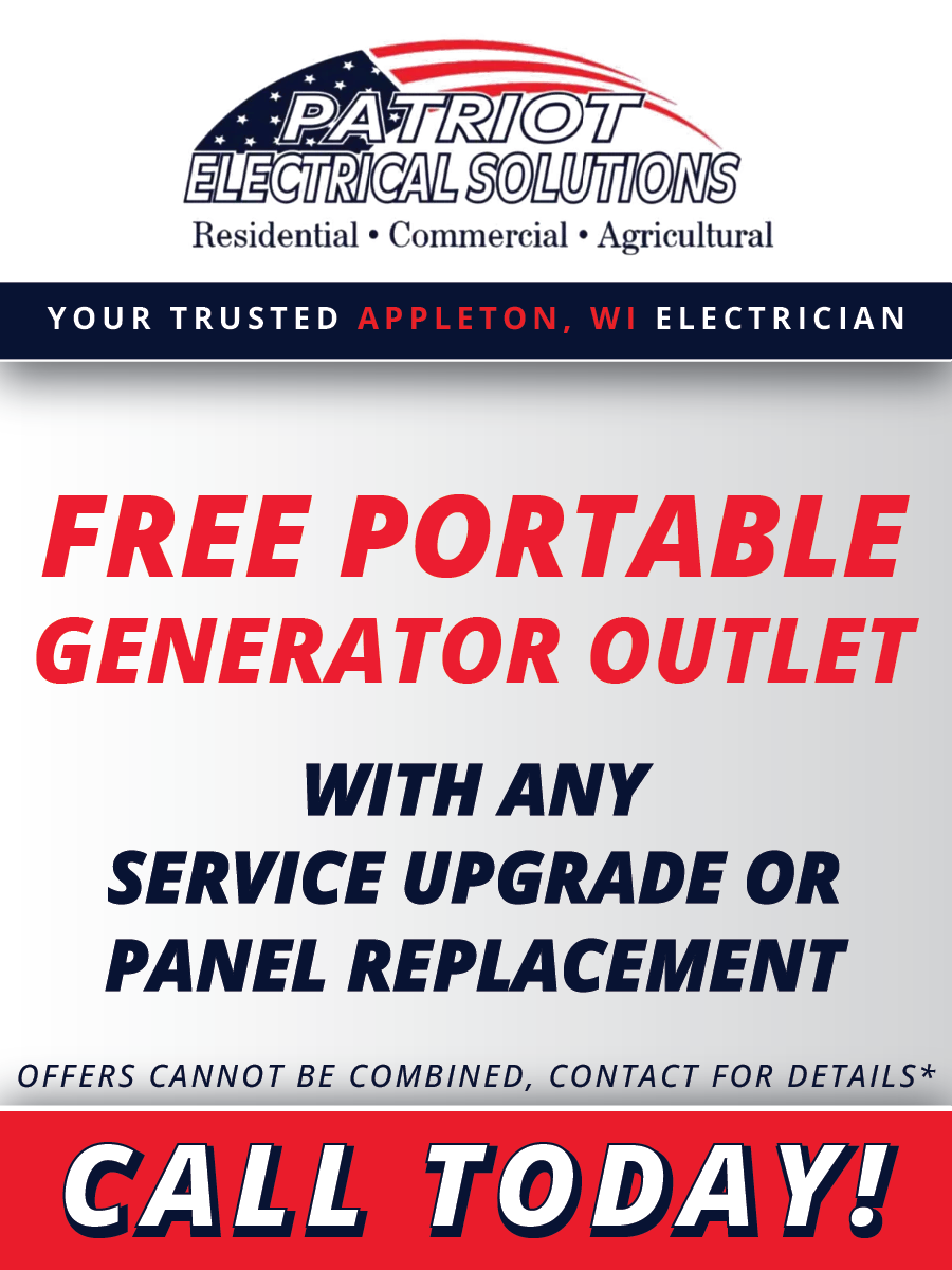 A free portable generator outlet with any service upgrade or panel replacement