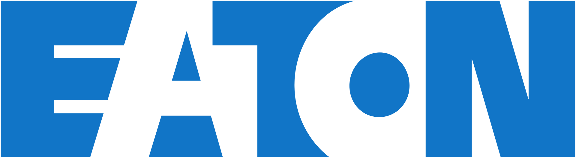 The word eaton is written in white on a blue background