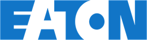 The word eaton is written in white on a blue background
