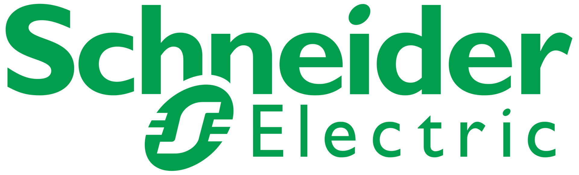 The schneider electric logo is green and white on a white background.