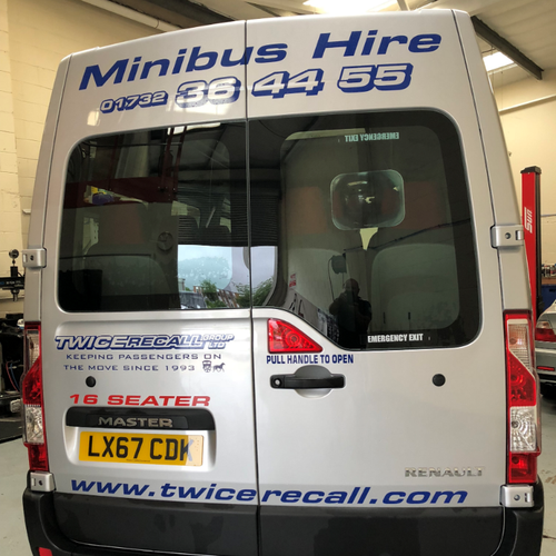 back view of Twice Recall Ltd minibus
