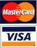 A mastercard and visa logo on a white background.