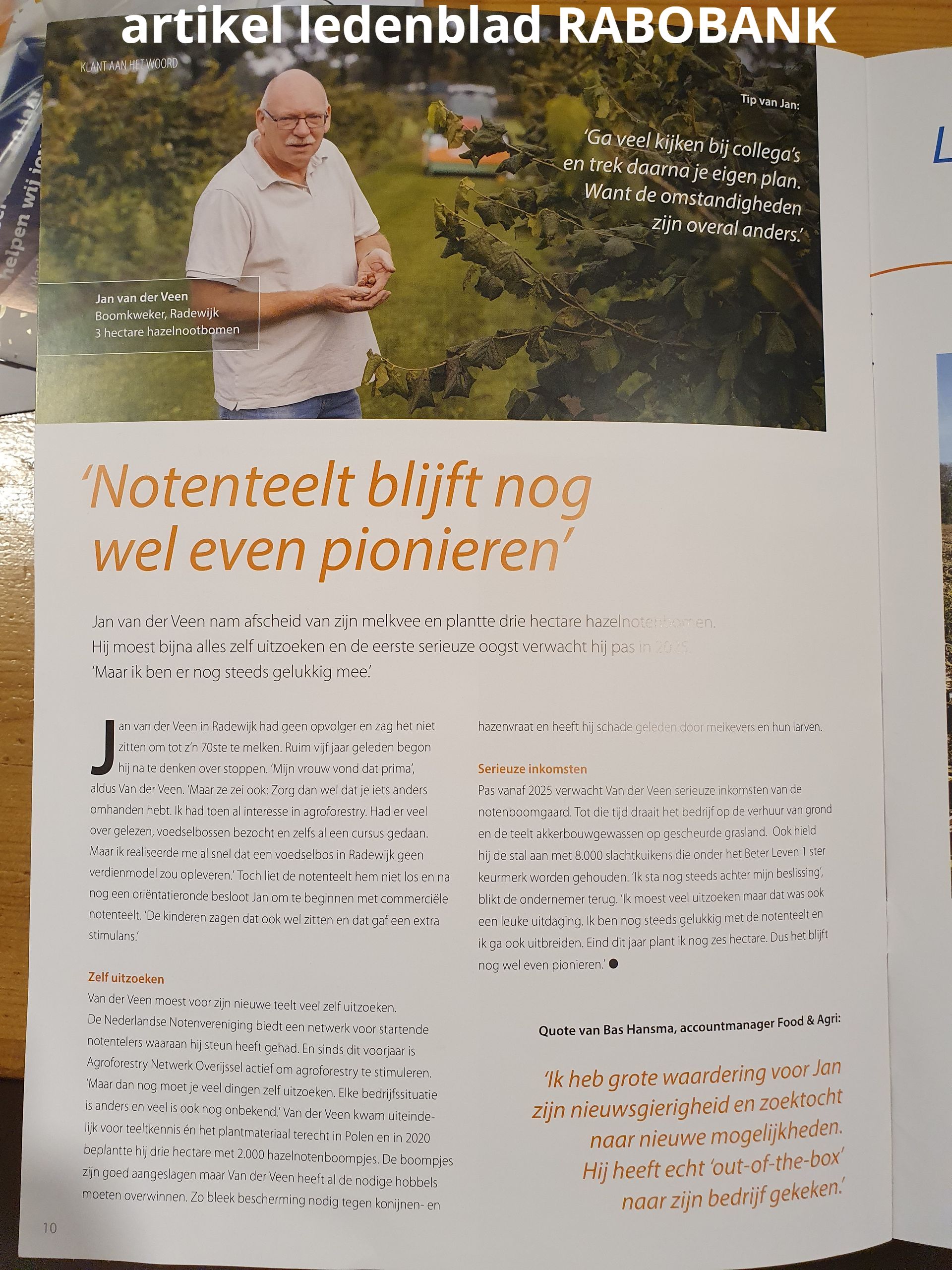 uit een ledenblad van de RABOBANK