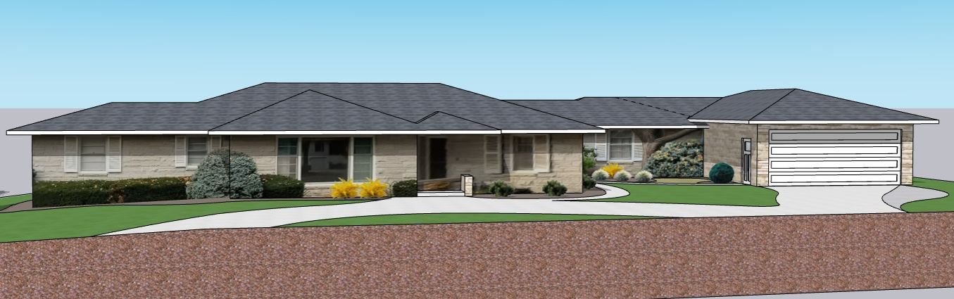 An artist 's impression of a house with a black roof