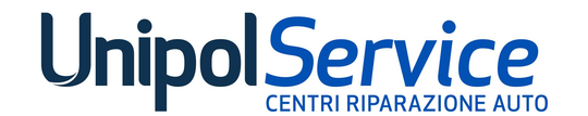 Logo UnipolService con testo blu e sottolineatura gialla, slogan