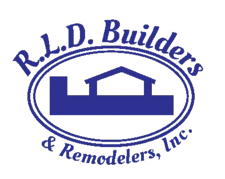Logo for R.L.D. Builders & Remodelers, Inc. featuring a blue house silhouette within a blue oval.