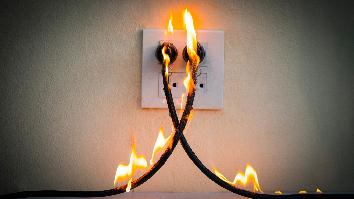 emergency electrician - outlet on fire