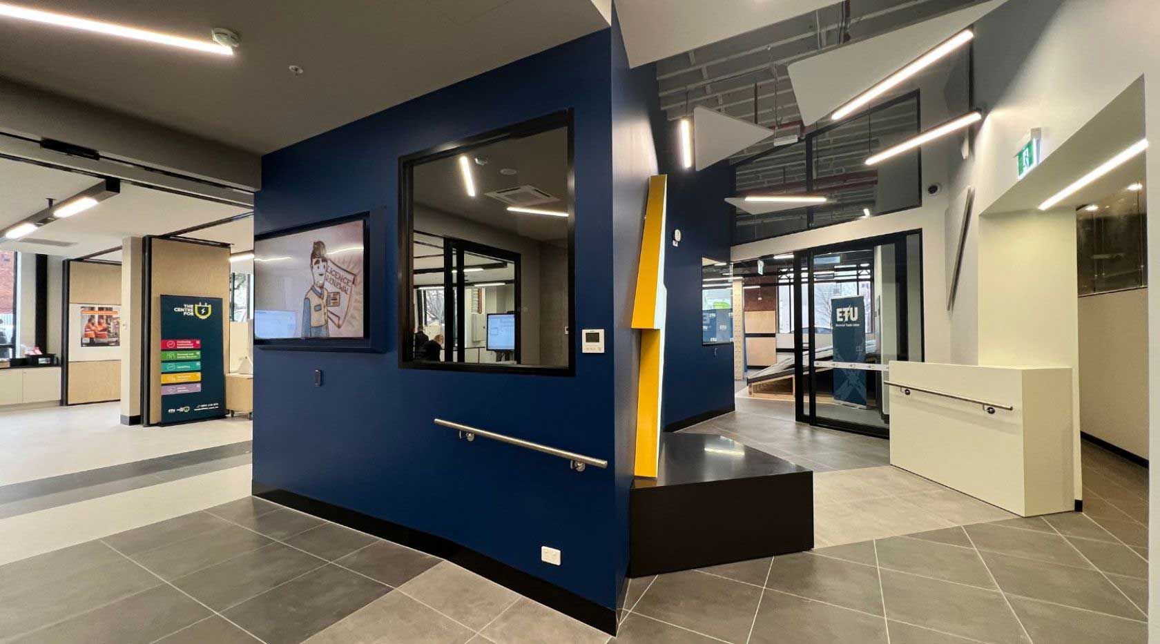 Large Room With A Blue Wall