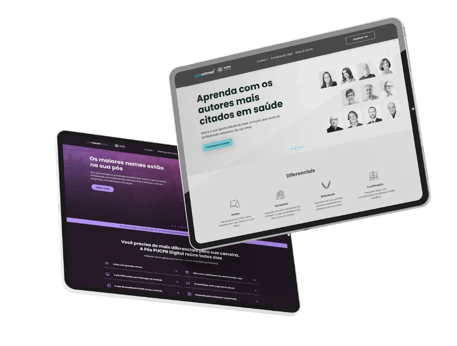Um laptop e um celular estão abertos em um site