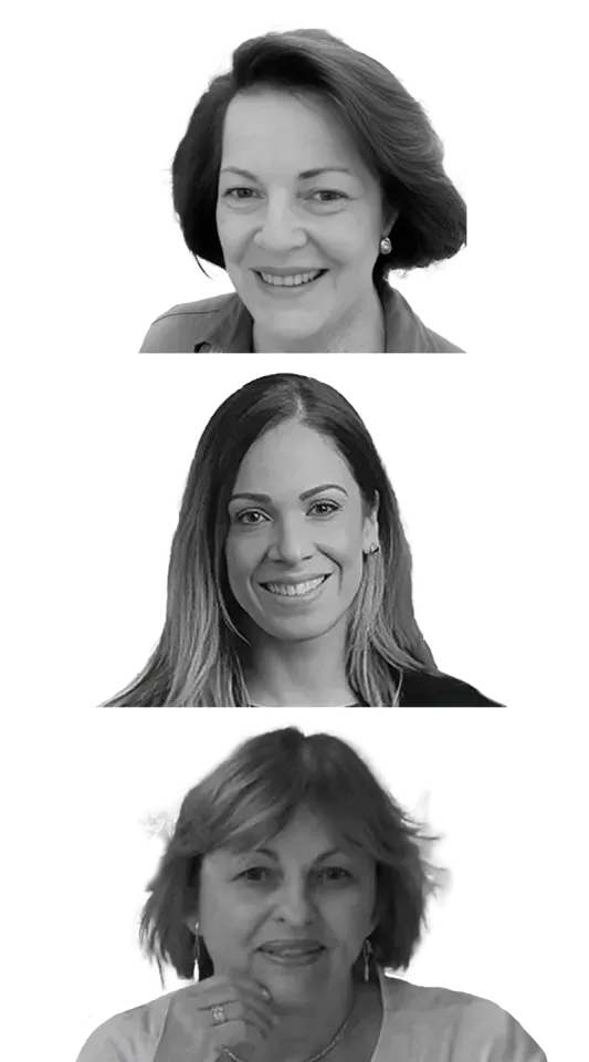 Dra. Evelyn Eisenstein, Profa. Edwiges Parra e Profa. Cornelia Martini