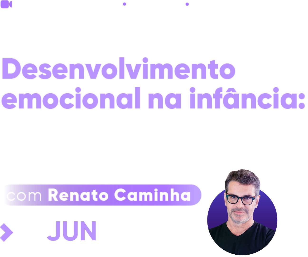 Um fundo branco com um banner roxo e azul que diz participe do evento.