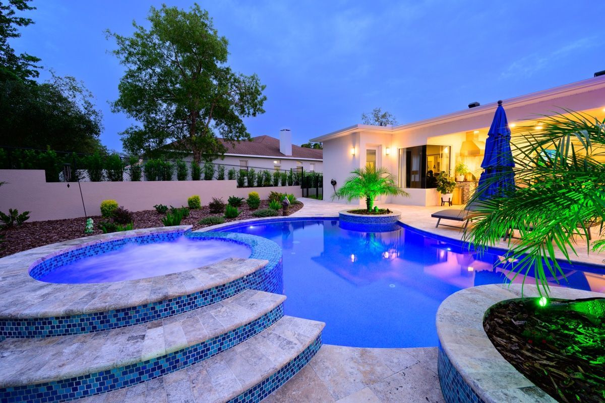 Curved Backyard Pool by Azure Pools
