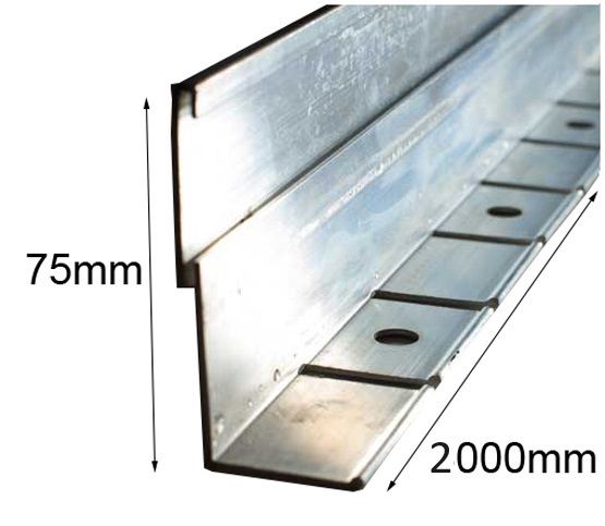 A Piece of Metal Link Edge With 75mm and 2000mm Written on It — Caloundra Landscape Supplies in Beerwah, QLD