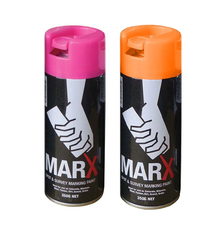 MarX Spot Survey Marking Paint 350g Pink Orange — Caloundra Landscape Supplies in Caloundra, QLD