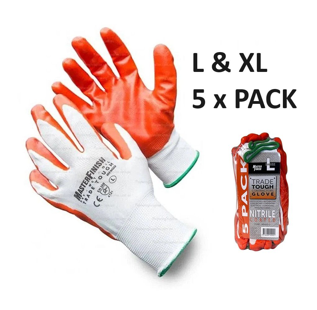Masterfinish TradeTough Nitrile Gloves L XL — Caloundra Landscape Supplies in Caloundra, QLD