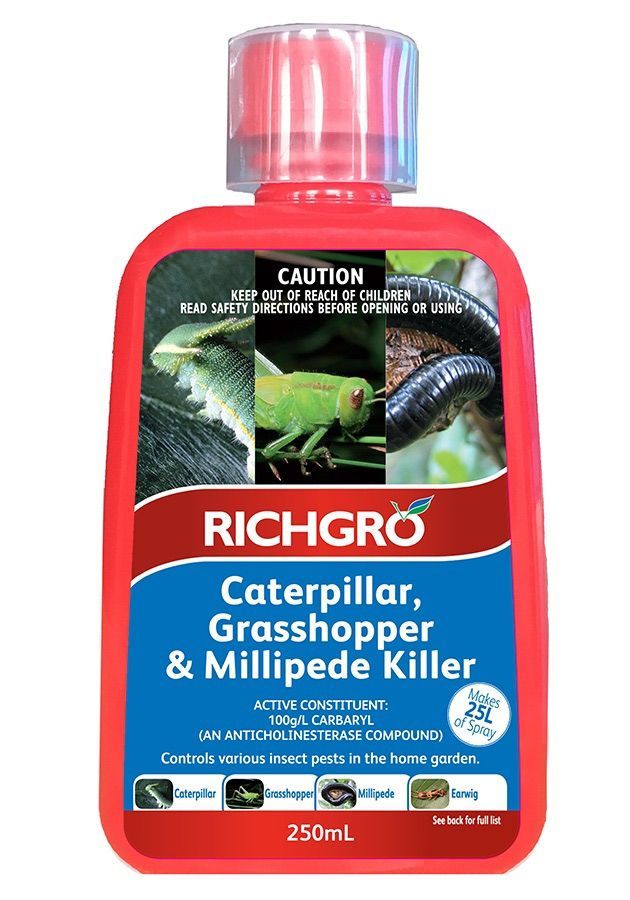 A Bottle of Richgro Caterpillar Grasshopper and Millipede Killer — Caloundra Landscape Supplies in Beerwah, QLD