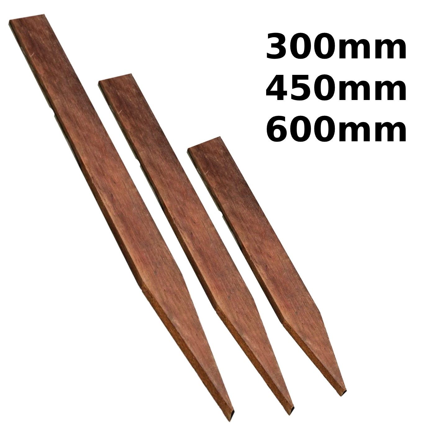 Three Wooden Sticks With 300mm 450mm and 600mm Written on Them — Caloundra Landscape Supplies in Beerwah, QLD