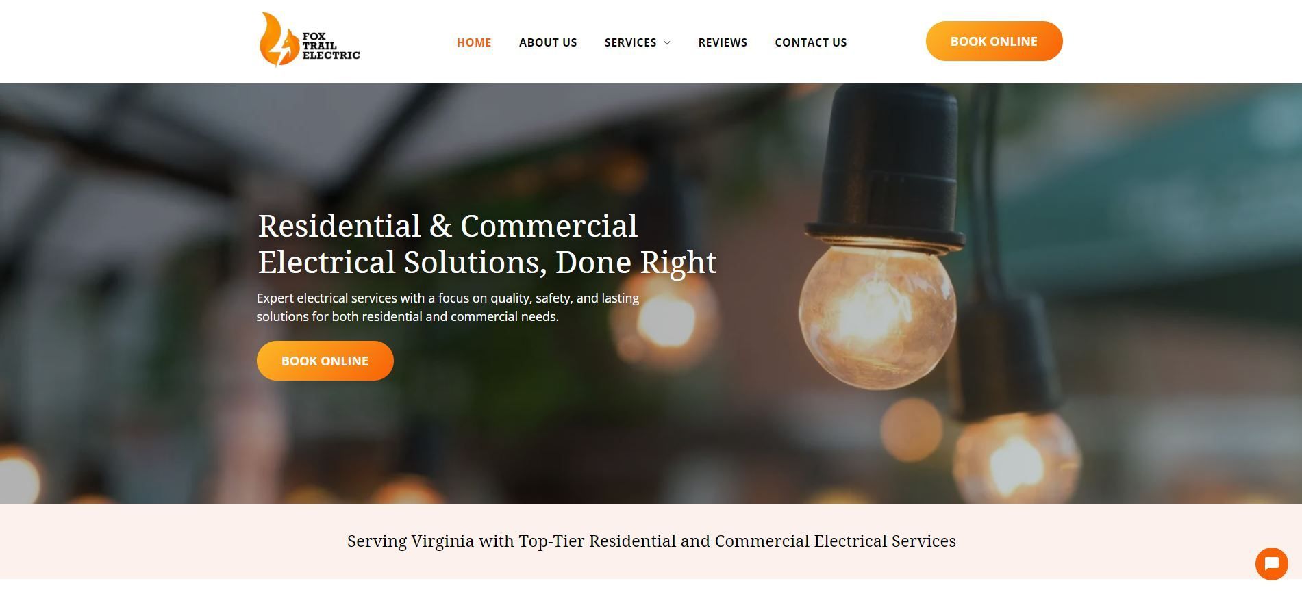 Screenshot of Fox Trail Electric LLC website