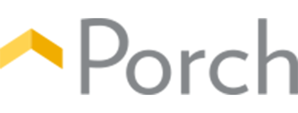 Porch logo with yellow roof icon and gray wordmark on white background
