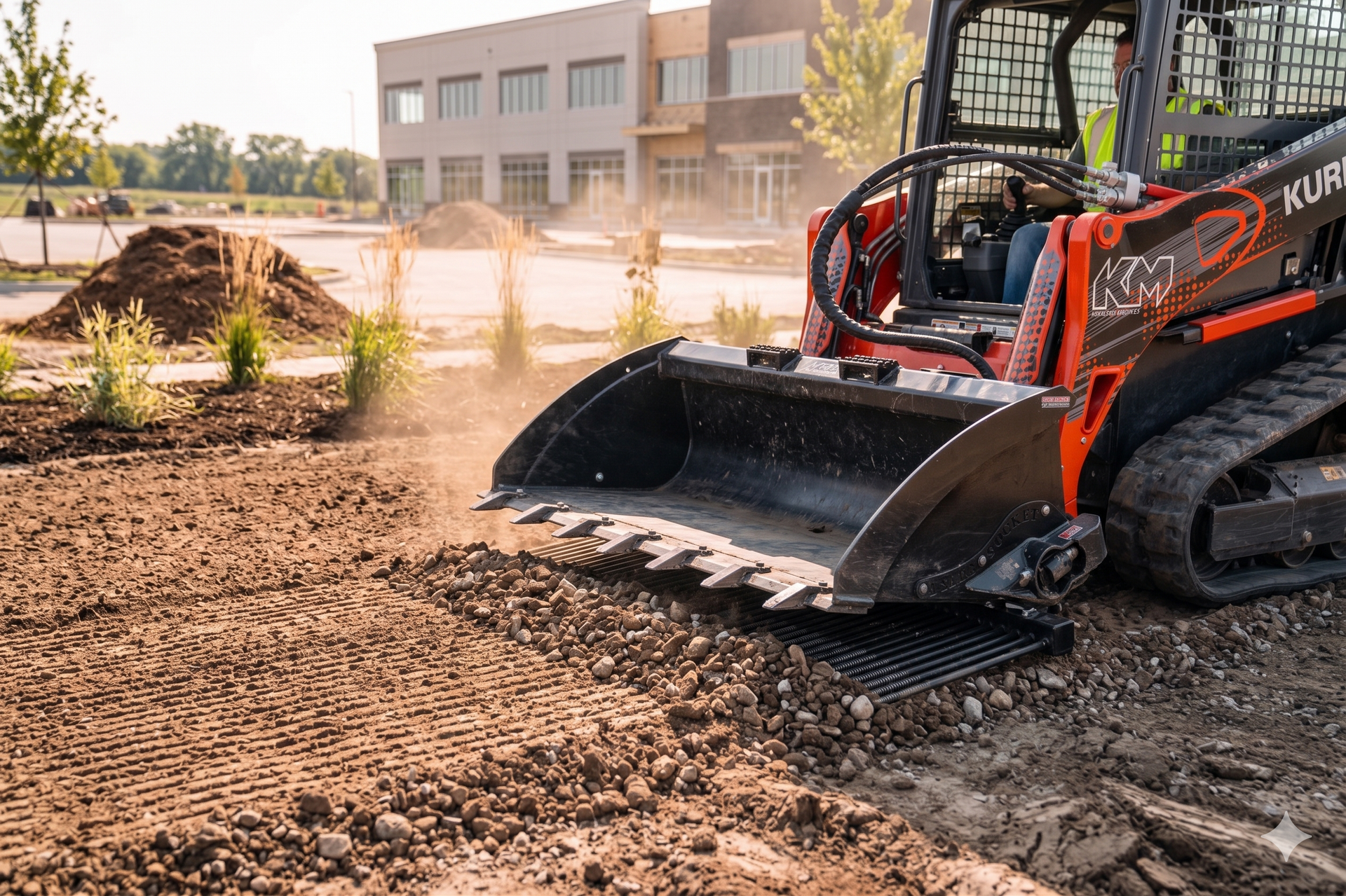 Hydra bucket grading and raking lots in central Pennsylvania 