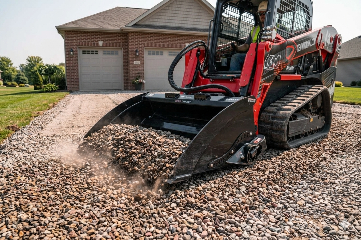 The hydra bucket secondary attachment for driveway repairs 