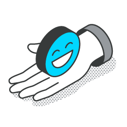 An isometric icon of a speech bubble with a cube next to it.