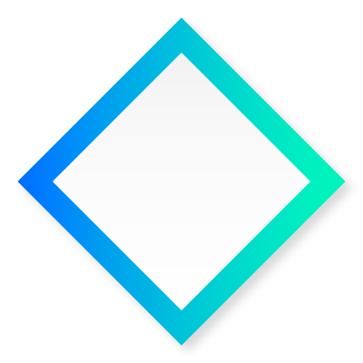 A blue and green diamond shaped frame on a white background.