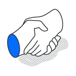 A cartoon illustration of a rocket with a blue top.