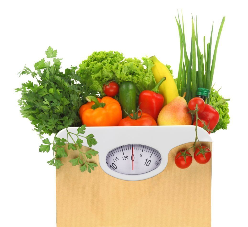 fruit and vegetables on scales