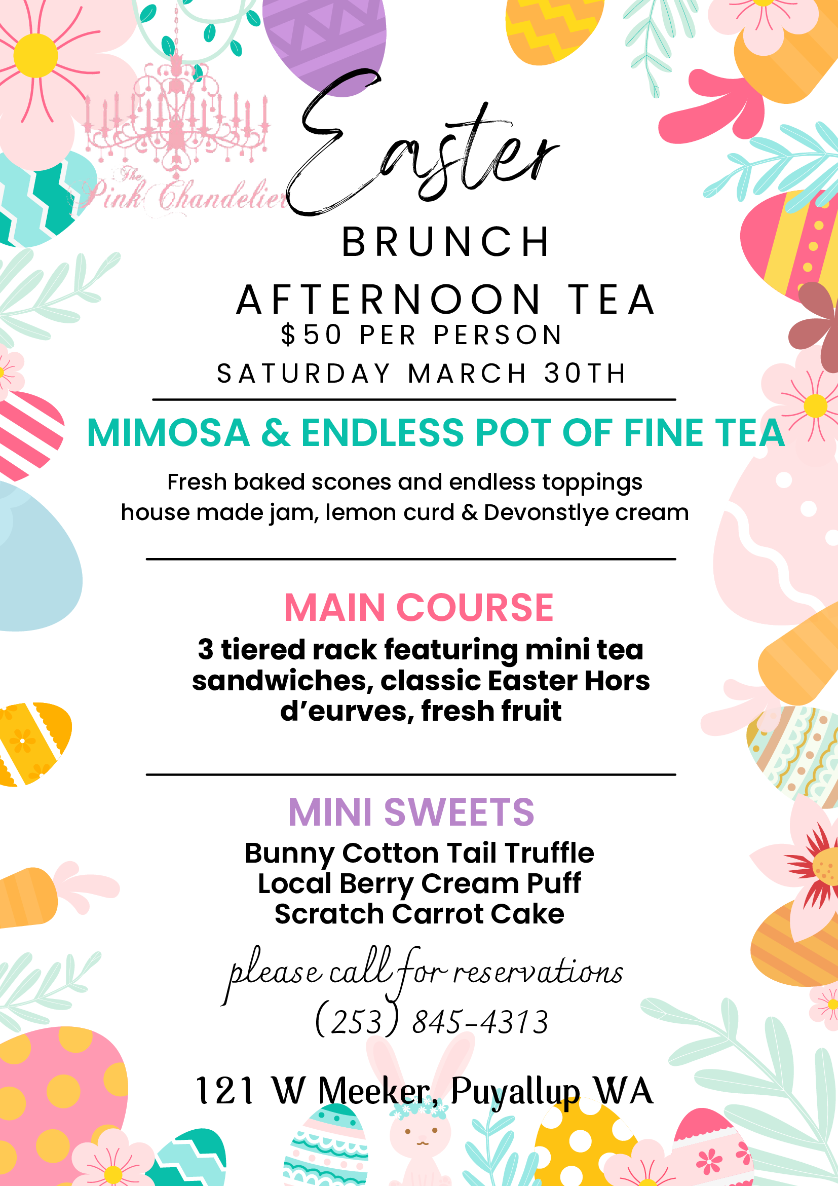 Easter Brunch Afternoon Tea — Puyallup, WA — The Pink Chandelier