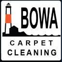 The logo for bowa carpet cleaning has a lighthouse on it.