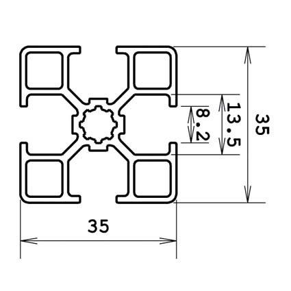 Technische tekening aluminium systeem profiel 353x35 4G