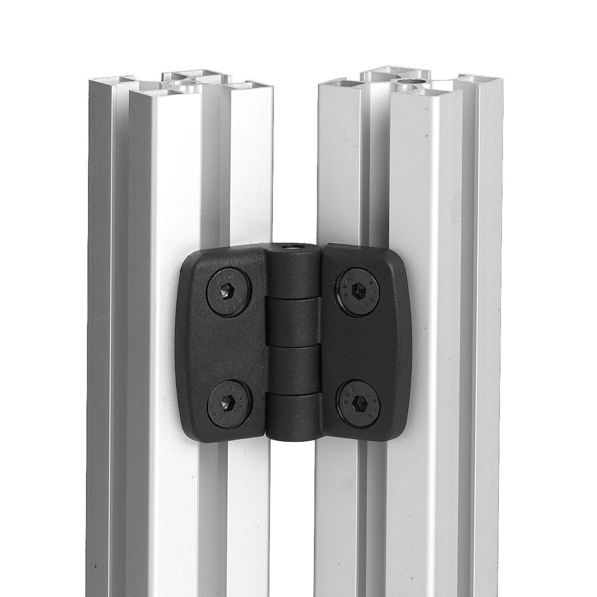 Kunststof scharnier voor aluminiumprofiel en voor systeemprofielen