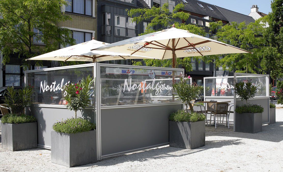 Terrasafscherming in aluminiumprofielen Alumes Ledegem