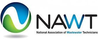 The logo of the National Association of Wastewater Technicians (NAWT) featuring a blue and green sphere next to the text.