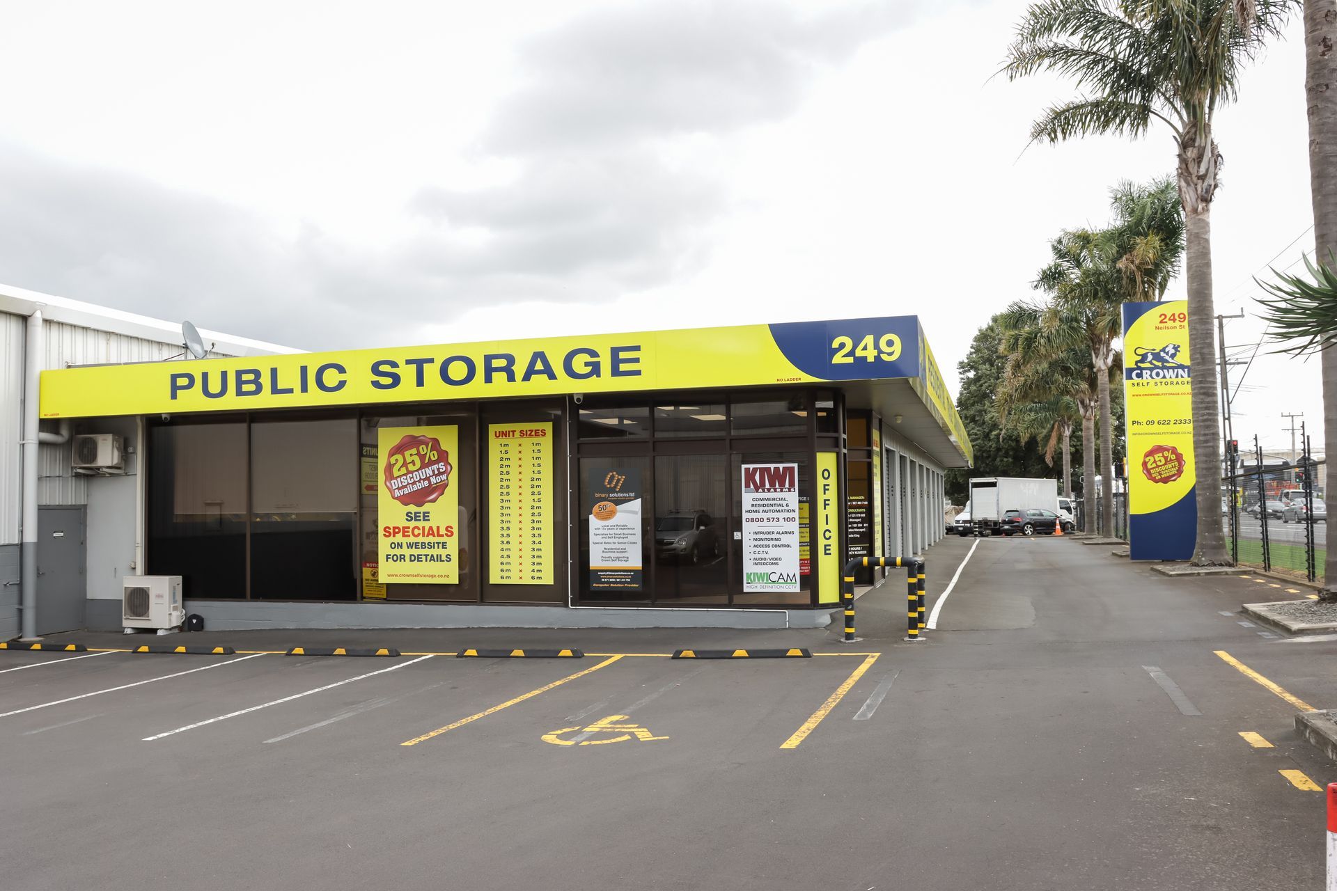 Cloudy image of storage units - Onehunga, Auckland | Crown Self Storage